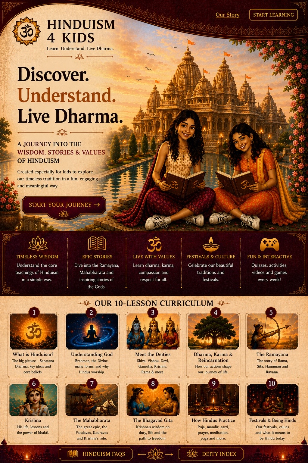 Hinduism 4 Kids — illustrated Hinduism learning journey