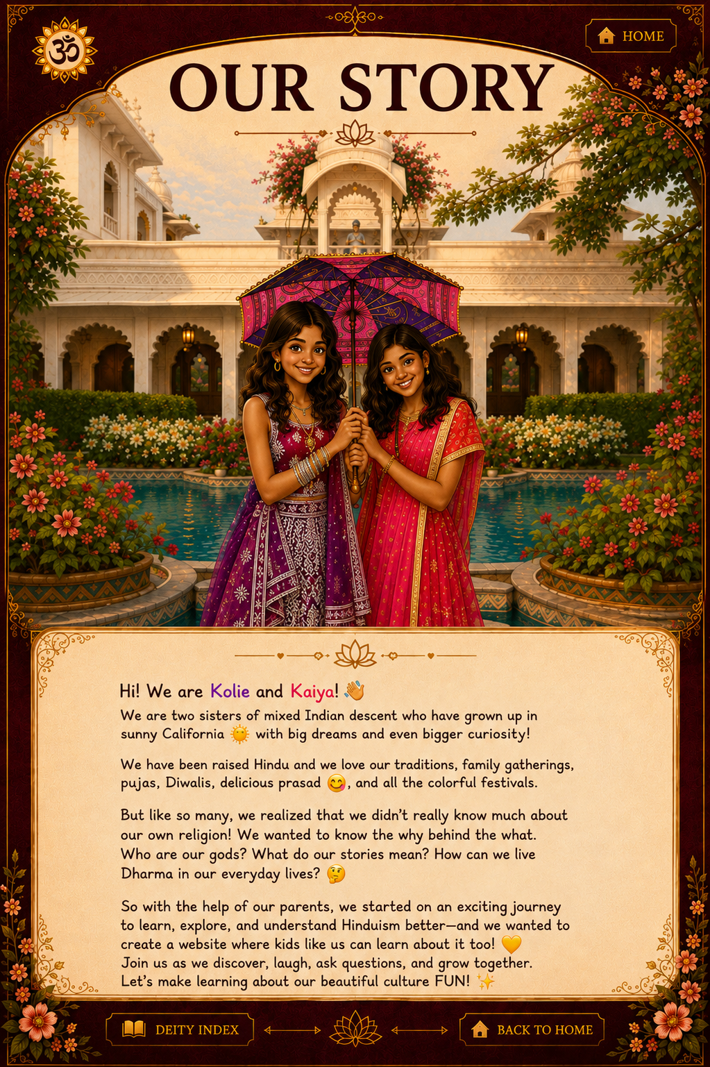 Our Story — Kolie and Kaiya explain why they created Hinduism 4 Kids